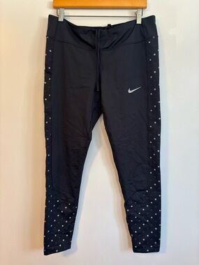 Nike Dri-FIT Racer Flash Running Black Polka Dot Leggings Women’s Size XL